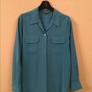 TOMMY BAHAMA TURQUOISE LONG SLEEVE BLOUSE